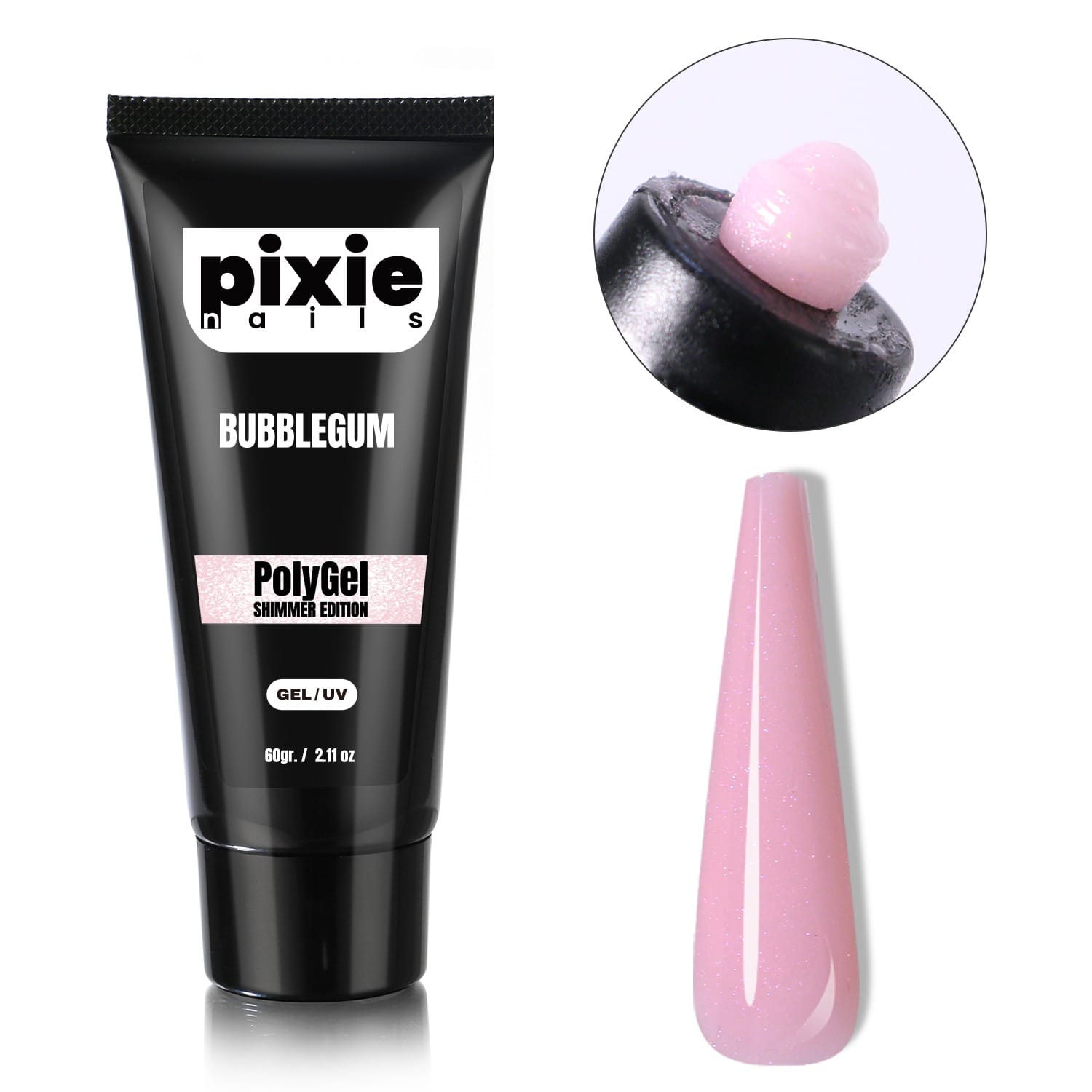 bubblegum Polygel Shimmer Edition Bubblegum, 60 gr. (TPO & HEMA FREE) - PixieNails - imagine 1