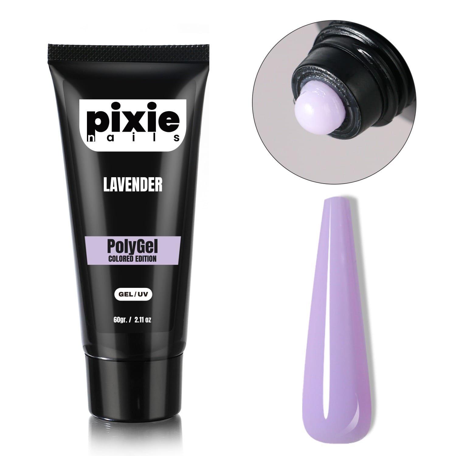 lavander Polygel Color Edition Lavender, 60 gr. (TPO & HEMA FREE) - PixieNails - imagine 1
