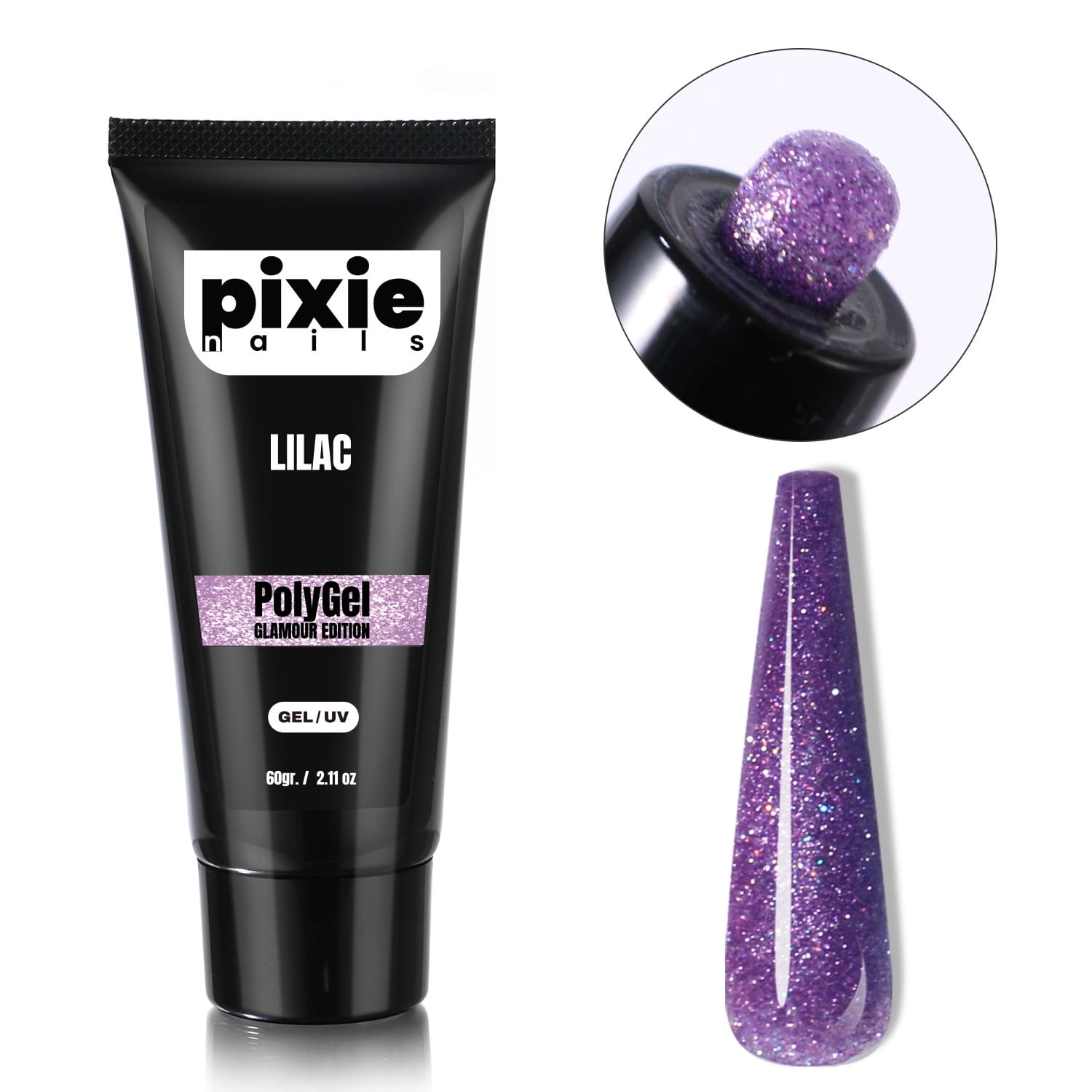 lilac Polygel Glamour Edition Lilac, 60 gr. (TPO & HEMA FREE) - PixieNails - imagine 1