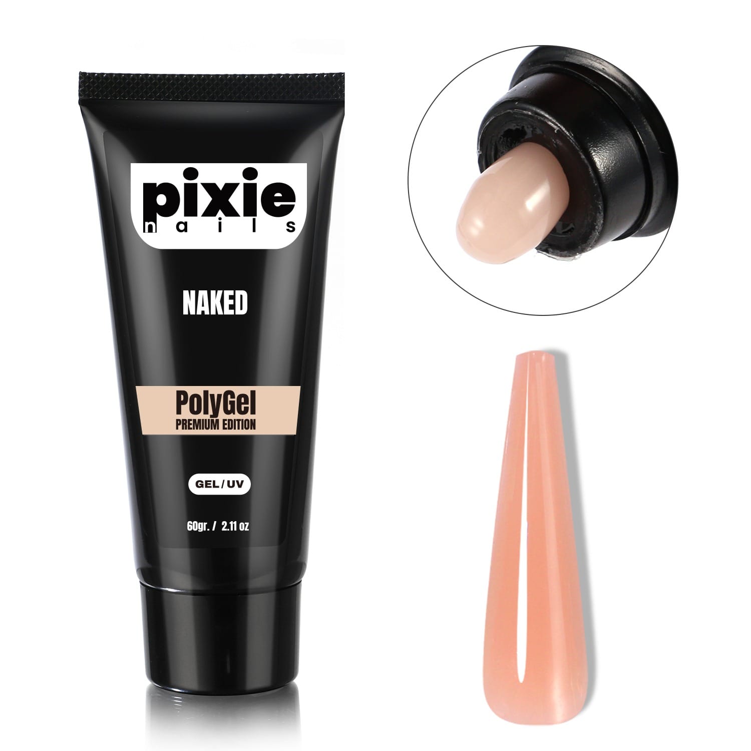 naked Polygel Premium Edition Naked, 60 gr. (TPO & HEMA FREE) - PixieNails - imagine 1