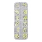 Set 12 Decoratiuni Alb perlat, diverse dimensiuni si forme, Nail Art
