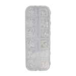 Set 12 Decoratiuni Alb Holografic, diverse dimensiuni si forme, Nail Art